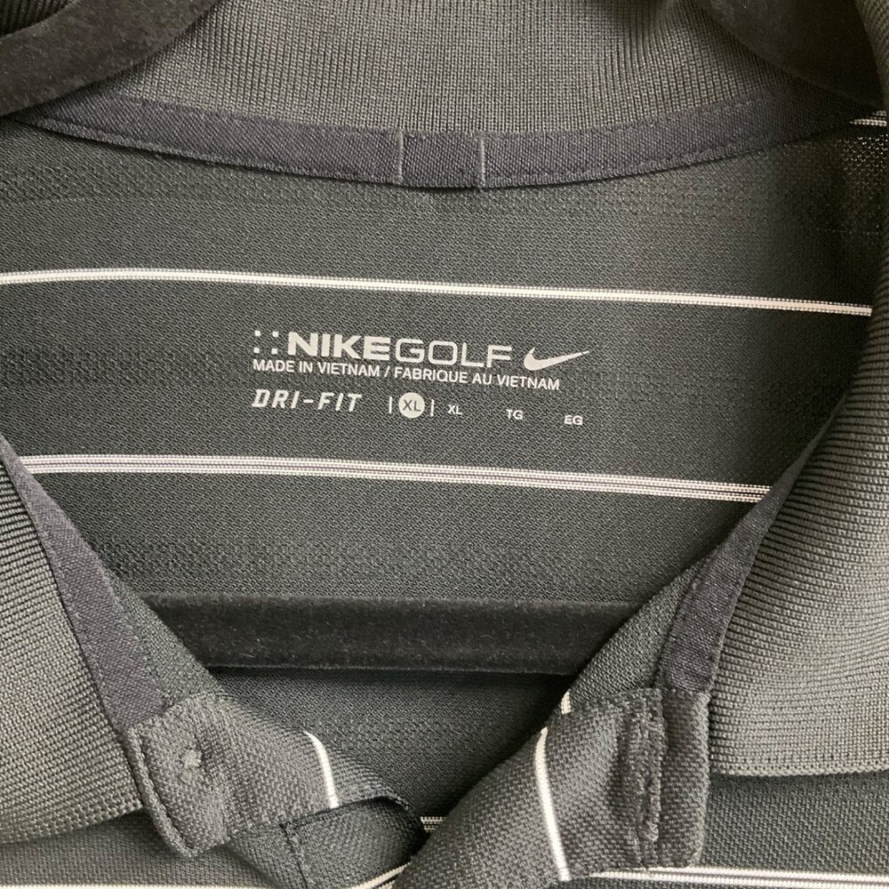 Nike Golf Men's XL Black & White Striped Dri-Fit Short Sleeve Polo Shirt - Picture 3 of 8